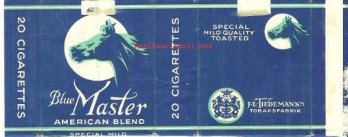 Blue Master   - tupakkaetiketti,  avattu tuotepaketti -kääre