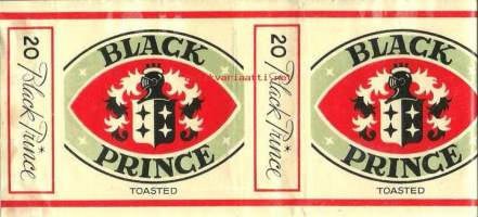 Black Prince  - tupakkaetiketti,  avattu tuotepaketti -kääre