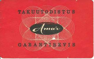 Amar - sukkahousujen takuutodistus