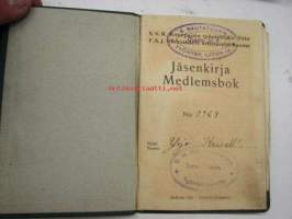 S.V. R. Konepajain työntekijäin liitto jäsenkirja Yrjö Krusell 1925