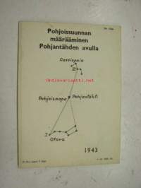 Pohjoissuunnan määrääminen Pohjantähden avulla Pl. M:n  kaava T 5221 1943 (suuntakehää hyväksi käyttäen)