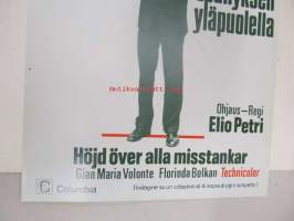 Epäilyksen yläpuolella - Höjd över alla misstankar -elokuvajuliste, Gian Maria Volonte, Florinda Bolkan, Elio Petri