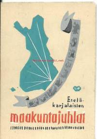 Etelä-Karjalaiset Maakuntajuhlat 1952 Heinola - Antti Miikkulaisen alkuperäistyö / luonnos  II , huom koko 11x8 cm