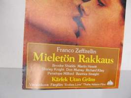 Mieletön rakkaus - Kärlek utan gräns -elokuvajuliste, Brooke Shields, Martin Hewitt, Franco Zeffirelli