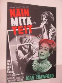 Näin mitä teit - Jag såg vad du gjorde -elokuvajuliste, Joan Crawford, John Ireland, William Castle