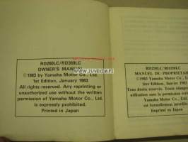 Yamaha RD250LC, RD350LC owner´s manual -käyttöohjekirja