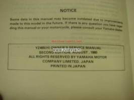 Yamaha YZ465 (H) owner´s service manual -huolto-ohjekirja