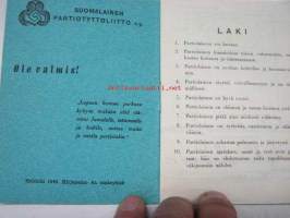 Partiolaisen jäsenkirja  Ritva Rauni Kaarina Gummerus 1946 Lippukunta Karimo