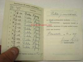 Partiolaisen jäsenkirja  Ritva Rauni Kaarina Gummerus 1946 Lippukunta Karimo