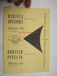 Oy Yhtyneet Harja- ja Sivellintehtaat / Ab De Förenade Borst- och Penselfabrikerna / Harjoja ja siveltimiä / Borstar och Penslar Hinnasto 1961 / Prislista 1961