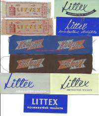 Tuotemerkki - Littex ja PeeKoo, erä luonnoksia, oikovedoksia pahville ja valmiita kankaalle yht 9 kpl