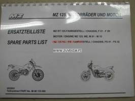 MZ RT125, 125 SX/SM -spare parts list, varaosaluettelo