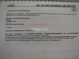 MZ RT125, 125 SX/SM -spare parts list, varaosaluettelo