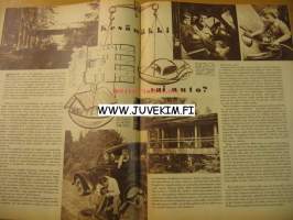 Kotiliesi 1955 nr 9,toukokuu ajankuvaa kesämökki vai auto? tunnettuja naisia: Kersti Vuorjoki, Asko Colette tuolin mainos, äitienpäivälounas,