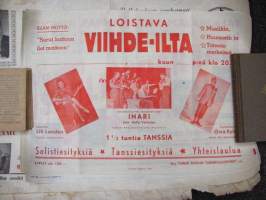 Loistava viihde-ilta, Lili Lundén, tanssiorkesteri Inari Inari-orkesteri + Raffu Valtonen, Oiva Kylén -keikkajuliste
