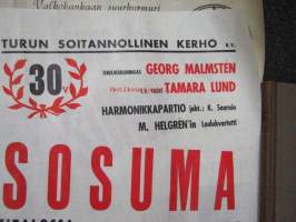 TSK Täysosuma - TSK 30 vuotta, Turun konserttisali 20.10.1964, Georg Malmstén, TV-tähti Tamara Lund, Harmonikkapartio, M. Helgrén, Erkki Välilän yhtye, Lars