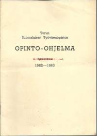 Turun Suomalaisen Työväenopiston opinto-ohjelma  1962-1963