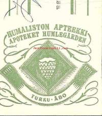 Humaliston  Apteekki  , resepti  signatuuri    1959