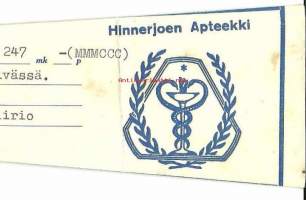 Hinnerjoen Apteekki  , resepti  signatuuri  1954