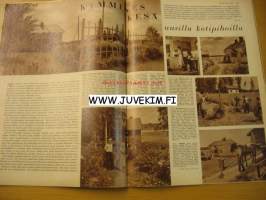 Kotiliesi 1955 nr 16, elokuu ajankuvaa.  Liikolan kyläläisten uusi hämäläinen kotiseutu (Kostamo-Virolaisen talo, Hatakan talo, Laakkosen ja Mälkiän talot),