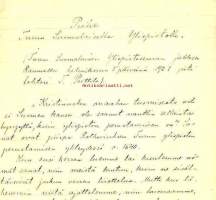 Turun Suomalaiselle Yliopistolle,  käsinkirjoitettu puhe- T.Puttila, pidetty yliopistoseuran juhlassa Raumalla 5.2.1921