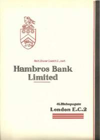 Hambros Bank Limited, London - mainos A4 kokoEripainos The Finnish Paper&amp;Timber Journal-lehteen 1937 nr 7A,