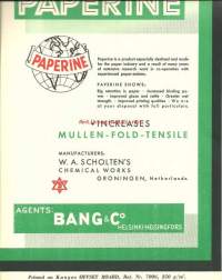 Bang&amp;Co, Helsinki  - mainos A4 koko painettu Kangas offset boardEripainos The Finnish Paper&amp;Timber Journal-lehteen 1937 nr 7A,