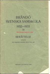 Brändö Svenska Samskola 1932-1933 XI berättelse