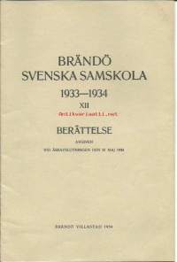 Brändö Svenska Samskola 1933-1934 XII berättelse