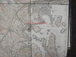 Kuopion Varuskuntakartta pohjoinen 1930-luku, kankaalle pohjustettu -kartta