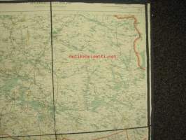 Lehti D4 Generalkarta öfver Finland, 1940, Kajaani, Iisalmi, Nurmes kankaalle pohjustettu -kartta