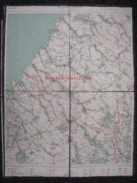 Lehti D4 Generalkarta öfver Finland, Raahe, 1941, kankaalle pohjustettu -kartta