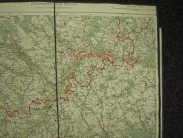 Lehti F3 Generalkarta öfver Finland, Hämeenlinna, Heinola, Lahti, Helsinki, Porvoo, Loviisa, Tallinna, 1940, kankaalle pohjustettu -kartta