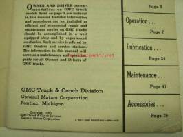 GMC Truck Models 100-350 Owner´s and Driver´s manual -käyttöohjekirja englanniksi