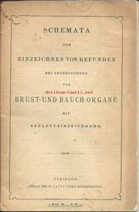 Schemata zum Einzeichnen von Befunden bei untersuchung der Brust-und Bauch-Organe mit Skeletteinzeichnung