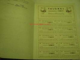 Urheilu &amp; Kalastus Oy, sarja A 1000 mkn nr 28, Oulu 5.6.1930, E.W. Paasivaara -osakekirja