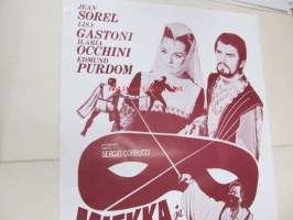Miekka ja naamio - Svärdet och masken -elokuvajuliste, Jean Sorel, Lisa Gastoni, Sergio Corbucci