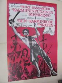 Karmiininpunainen merirosvo - Den karminröde piraten -elokuvajuliste, Burt Lancaster, Nick Cravat, Robert Siodmak