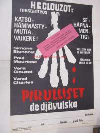 Pirulliset - De djävulska -elokuvajuliste, Simone Signoret, Paul Meurisse, Vera Clouzot