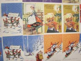 Paperikomppania, leikkaamaton joulukorttiarkki (pikkukortteja) vuodelta 1941