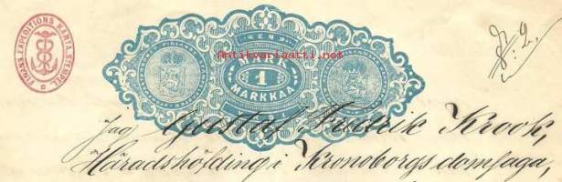 Jag Gustaf A. Krook Härandshöfding i Kronoborgs  ( Kurkijoki, Karjala ) domslaga gör veterligt   1881