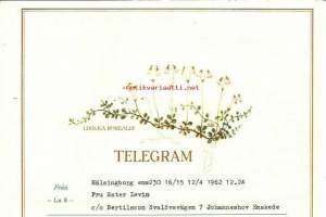 Telegram, Hälsingborg 1962 - sähkösanoma