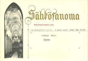 Sähkösanoma, Lauttakylä 1945  - telegram