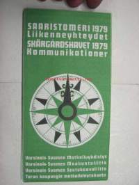 Saaristomeri 1979 liikenneyhteydet (aikataulut ym.) / Skärgårdshavet kommunikationer 1979 -kartta