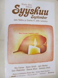 Syyskuu - September -elokuvajuliste, Mia Farrow, Sam Waterston, Woody Allen