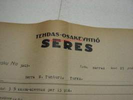 Tehdas Oy Seres, Turku / Niilo Tunturi, Turku, 27.11.1929 -asiakirja