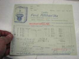 Ferd. Alfthan (Santos kahvia), Viipuri / Niilo Tunturi, Turku, 16.4.1930 -asiakirja