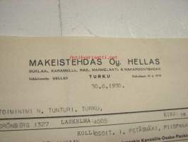 Makeistehdas Oy Hellas, Turku / Niilo Tunturi, Turku, 30.6.1930 -asiakirja