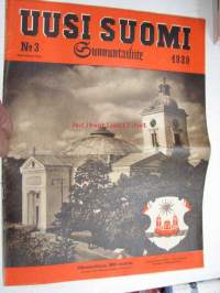 Uusi Suomi Sunnuntailiite 1939 nr 3 sis. mm. seur. artikkelit / kuvat; Hämeenlinna 300-vuotias, Kylpyläelämää menneinä aikoina, Danielle Darrieux ym.