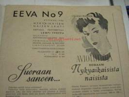 Eeva 1946 nr 9 lokakuu, sis. mm. seur. artikkelit / kuvat; kansikuva Ella Eronen, Neuvostonainen urheilee, Kesäleskien partnerit puhuvat, Maria Niemi (Karstula) -